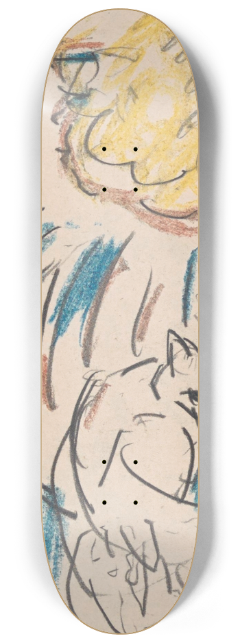Jules Schmalzigaug - Girl with Cat 8.25 inch art skate deck