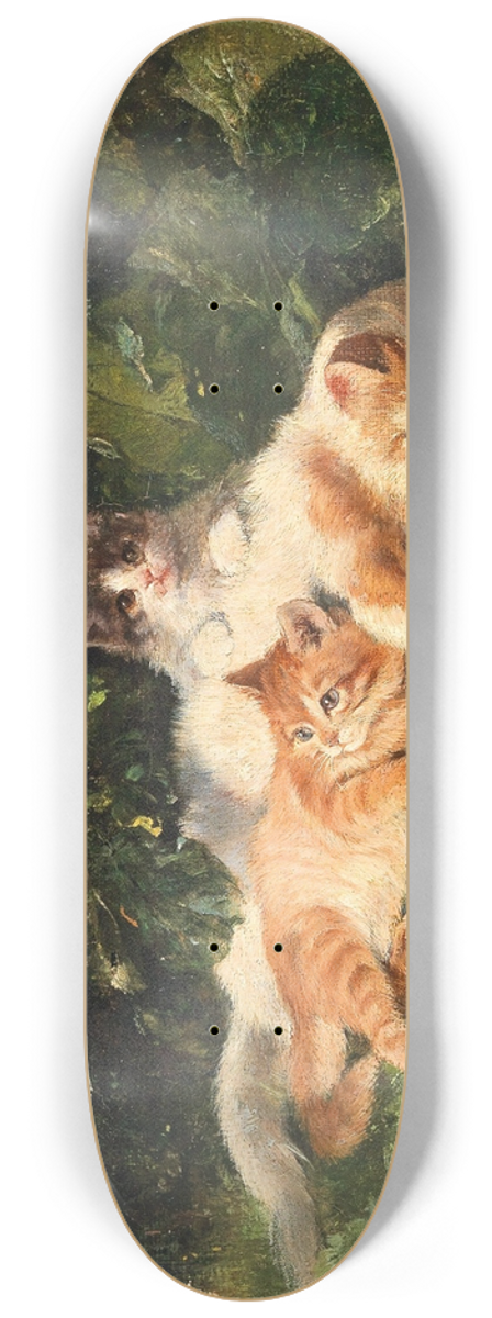 Julius Adam the elder - Cat with her Kittens 8.25 inch art skate deck