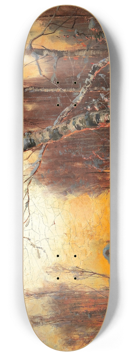 Julius Sergius Klever - Winter Landscape With Birch In The Evening Light 8.25 inch art skate deck