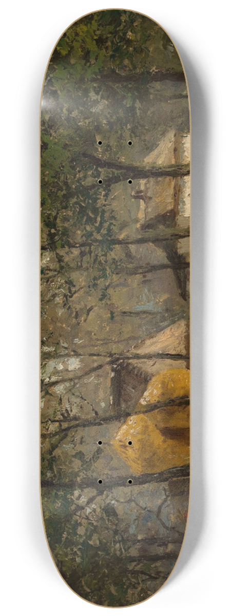 Jzef Marszewski - Landscape with houses among trees 8.25 inch art skate deck