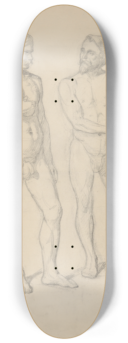 Jzef Simmler - Nude sketches of the figure of King Sigismund I and Hetman Tarnowski in the painting The Upbringing of Sigismund Augustus 8.25 inch art skate deck