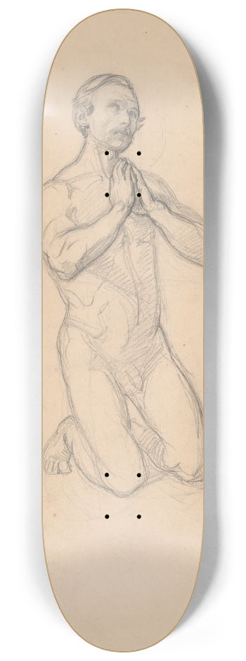 Jzef Simmler - Nude sketch to the figure of St. Matthias to the painting Martyrdom of St. Matthias 8.25 inch art skate deck