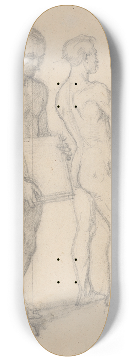 Jzef Simmler - Nude studies for the figures of Jako of Tczyn and the man standing behind him for the painting Queen Jadwigas Oath 8.25 inch art skate deck