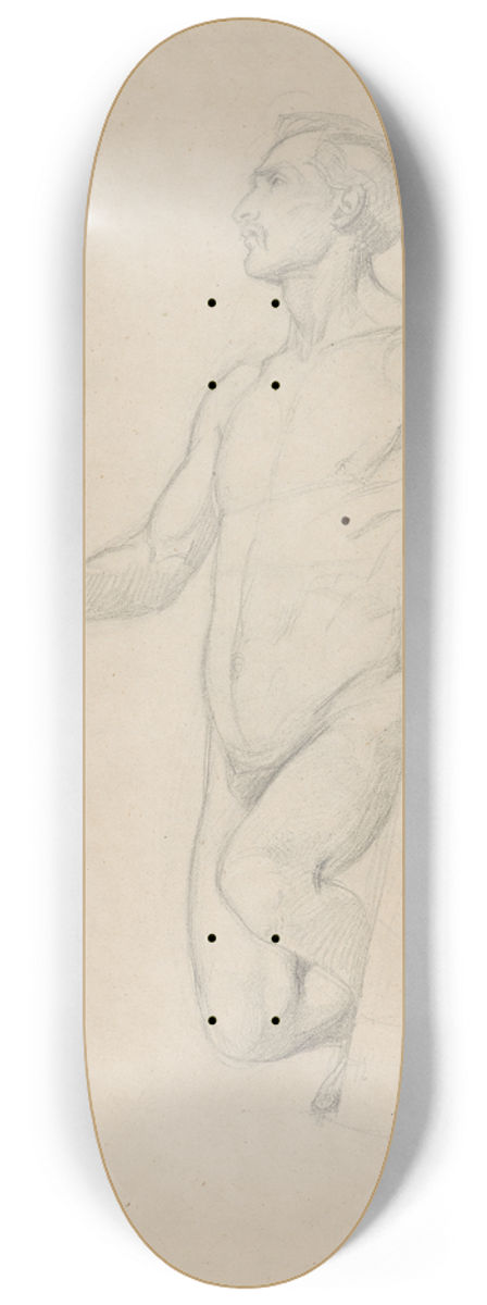 Jzef Simmler - Nude study for the figure of Moses in the painting The Immaculate Conception of the Blessed Virgin Mary 8.25 inch art skate deck