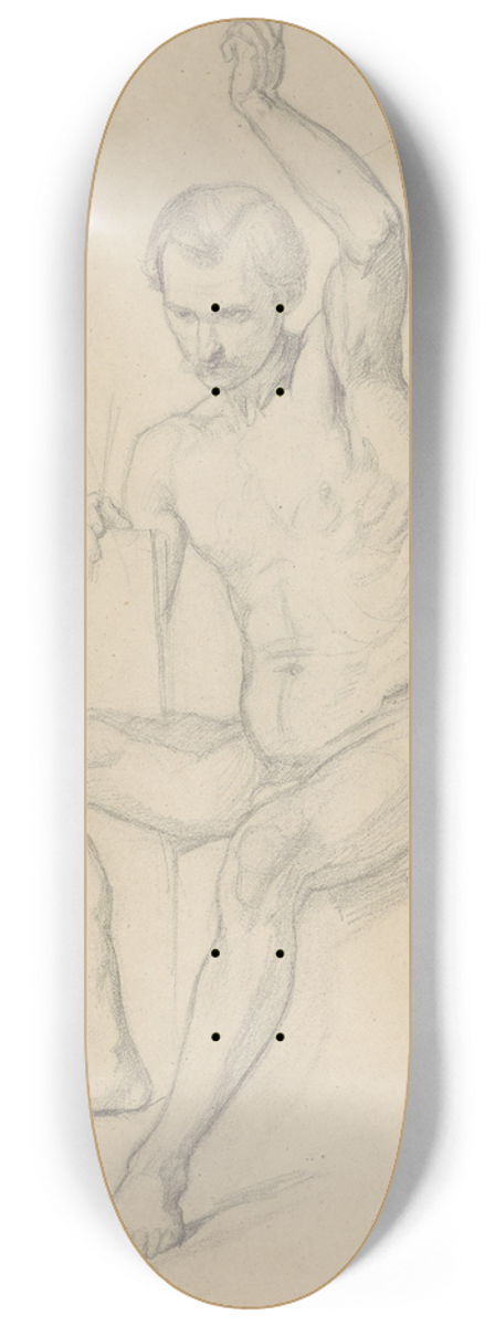 Jzef Simmler - Nude study for the figure of the Prophet Isaiah in the painting The Immaculate Conception of the Blessed Virgin Mary 8.25 inch art skate deck