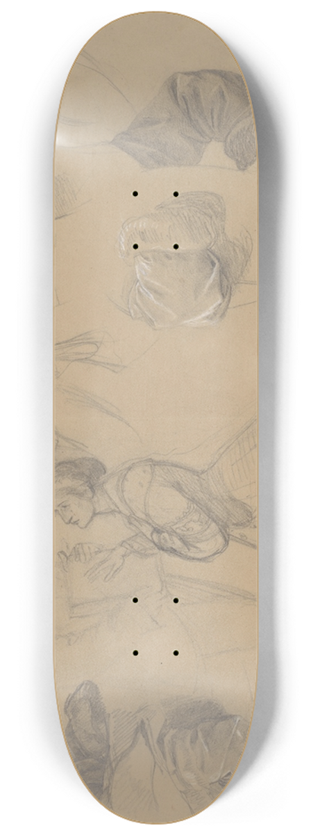 Jzef Simmler - Sketches of figures of the queen and Jako of Tczyn for the painting Queen Jadwigas Oath 8.25 inch art skate deck