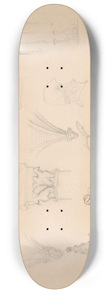 Jzef Simmler - Sketches of Roman and Gothic architectural details and medieval armour 8.25 inch art skate deck