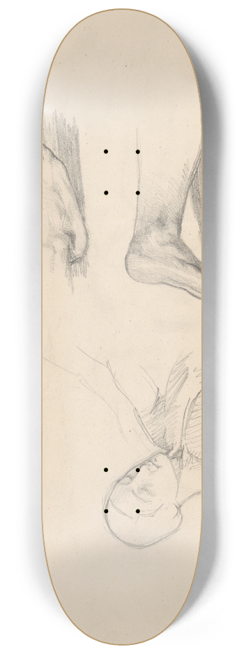 Jzef Simmler - Studies of feet of Nicodemus and Christ to the painting Entombment 8.25 inch art skate deck