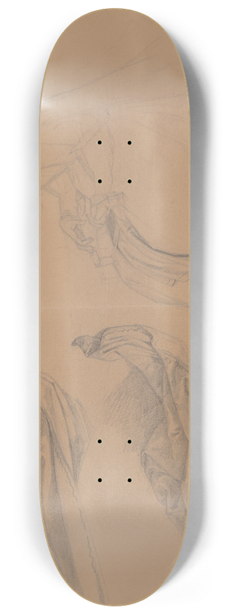 Jzef Simmler - Study of a lady playing a lute and drapery for the painting The Upbringing of Sigismund Augustus 8.25 inch art skate deck