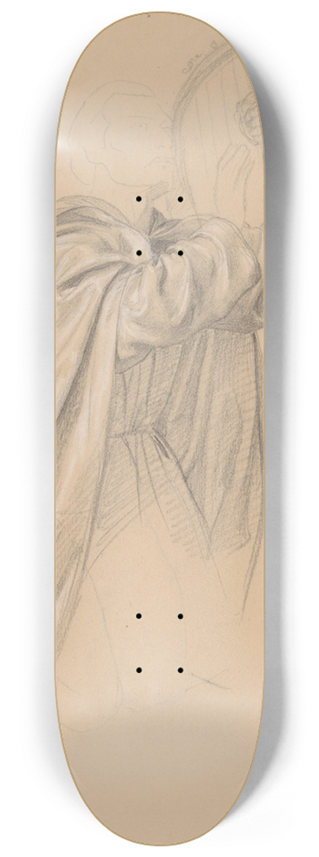 Jzef Simmler - Study of Davids robes for the painting The Immaculate Conception of the Blessed Virgin Mary 8.25 inch art skate deck