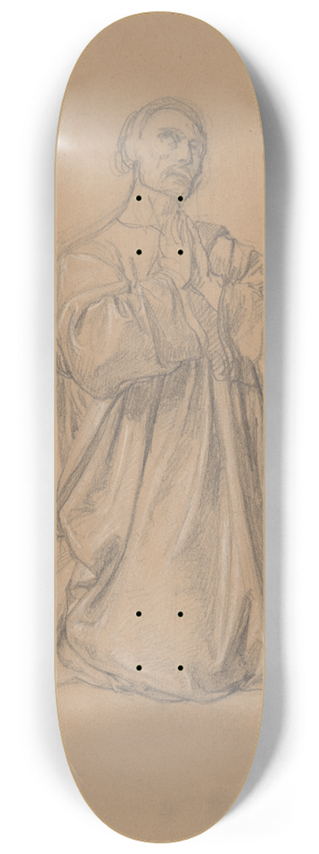 Jzef Simmler - Study of the figure of St. Matthias to the painting Martyrdom of St. Matthias 8.25 inch art skate deck