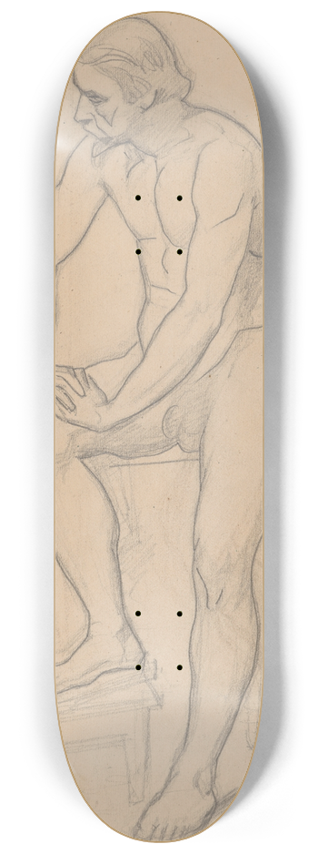 Jzef Simmler - Study of the king figure for the painting Death of Barbara Radziwi (nude, variant) 8.25 inch art skate deck