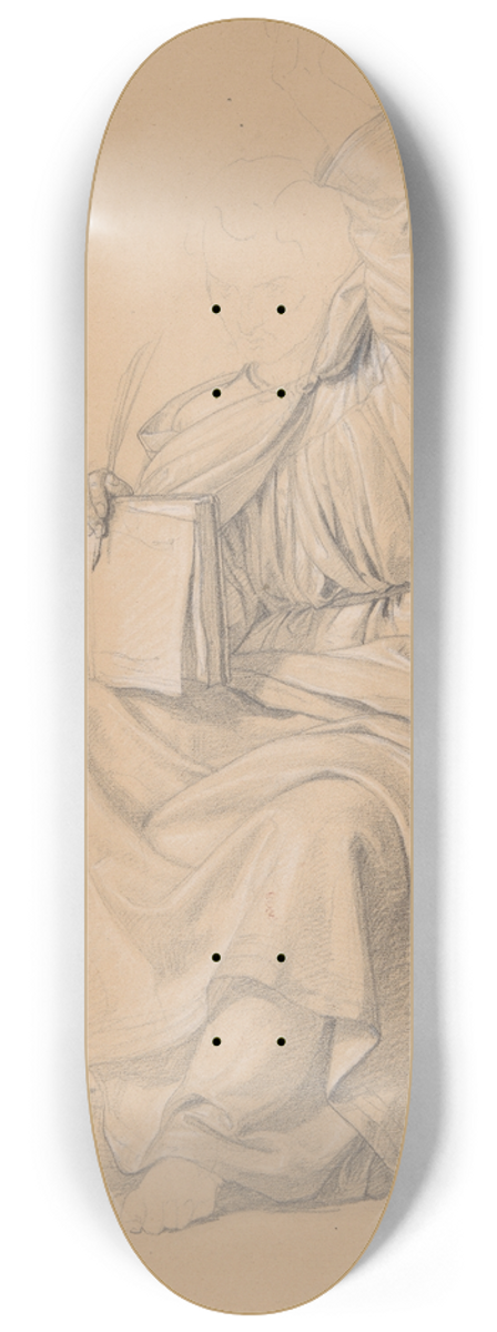 Jzef Simmler - Study of the Prophet Isaiahs robes for the painting The Immaculate Conception of the Blessed Virgin Mary 8.25 inch art skate deck