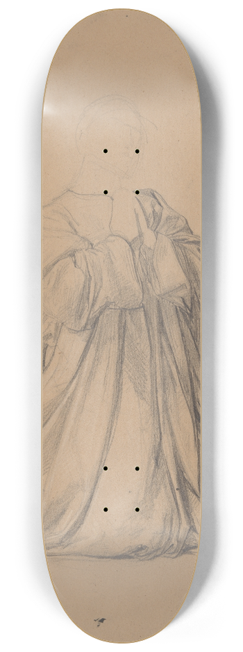 Jzef Simmler - Study of the robes of St. Matthias to the painting Martyrdom of St. Matthias 8.25 inch art skate deck
