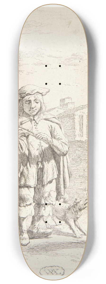 Karel Dujardin - Fiolspiller med tre hunde Savoyarden 8.25 inch art skate deck
