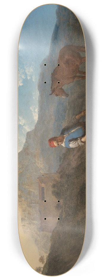 Karel Dujardin - Italian Landscape with Girl Milking a Goat 8.25 inch art skate deck