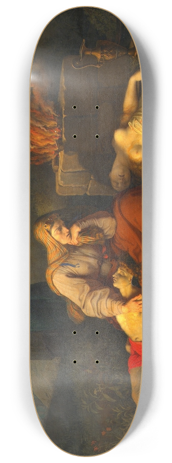 Karl Russ - Hecabe with the corpses of her children Polyxena and Polydoros at the tomb of Achilles 8.25 inch art skate deck