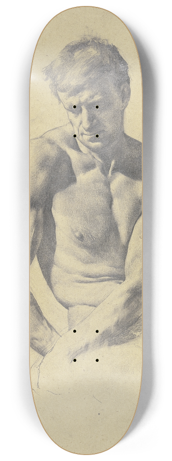 Karl Stauffer-Bern - Male semi-nude 8.25 inch art skate deck