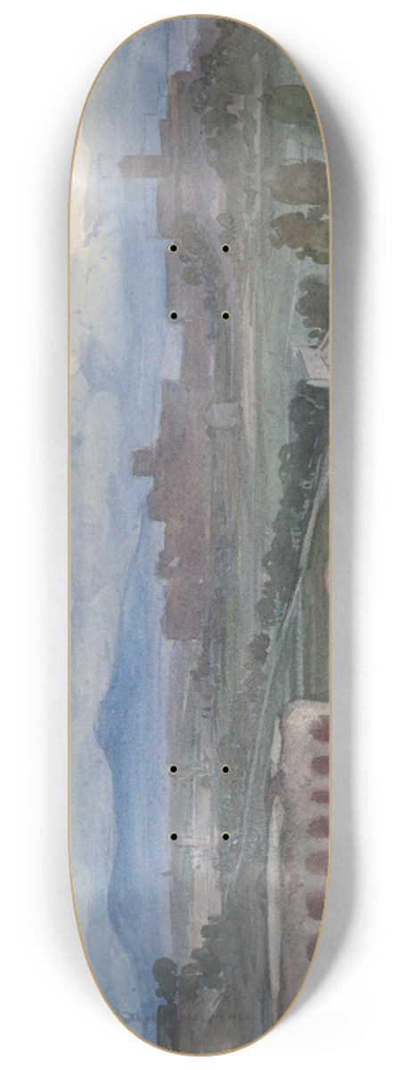 Karl von Blaas - View of the Roman Campagna with an Aquaduct 8.25 inch art skate deck