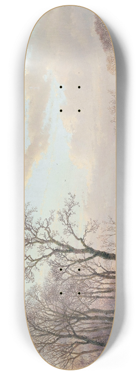 Andreas Schelfhout - A Frozen Canal near the River Maas 8.25 inch art skate deck