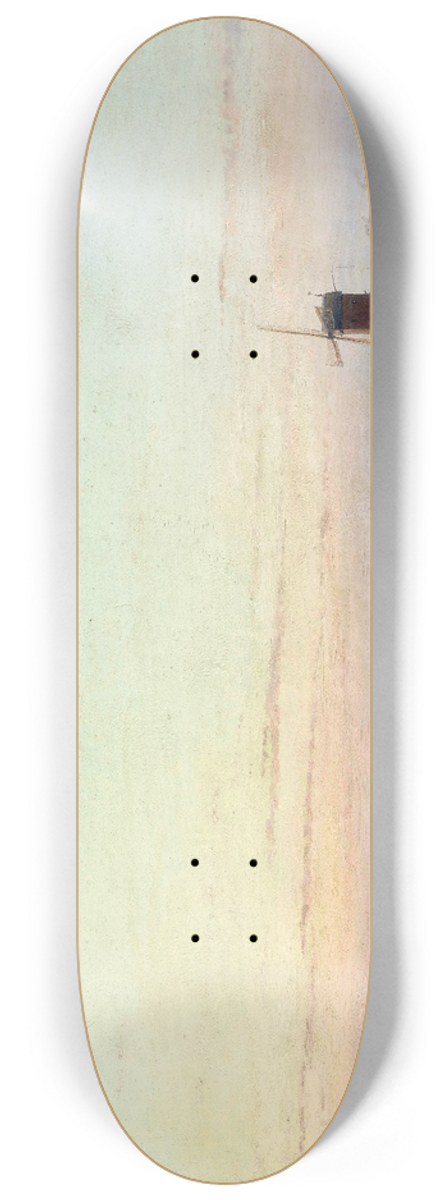 Andreas Schelfhout - Windmill beside a frozen river 8.25 inch art skate deck