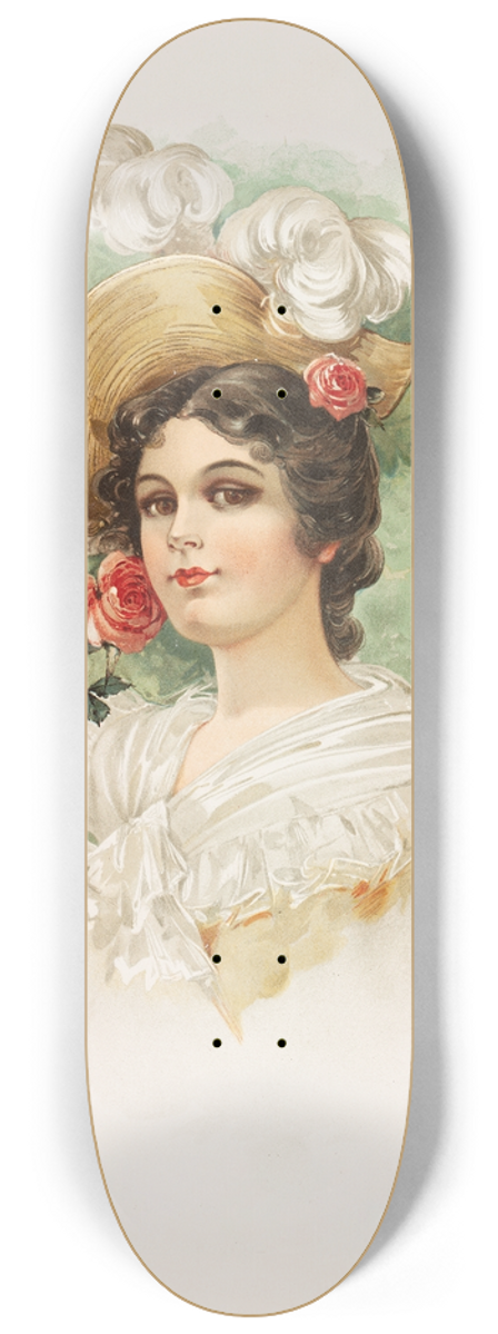 Katherine Connor - Young Woman with Pink Roses 8.25 inch art skate deck
