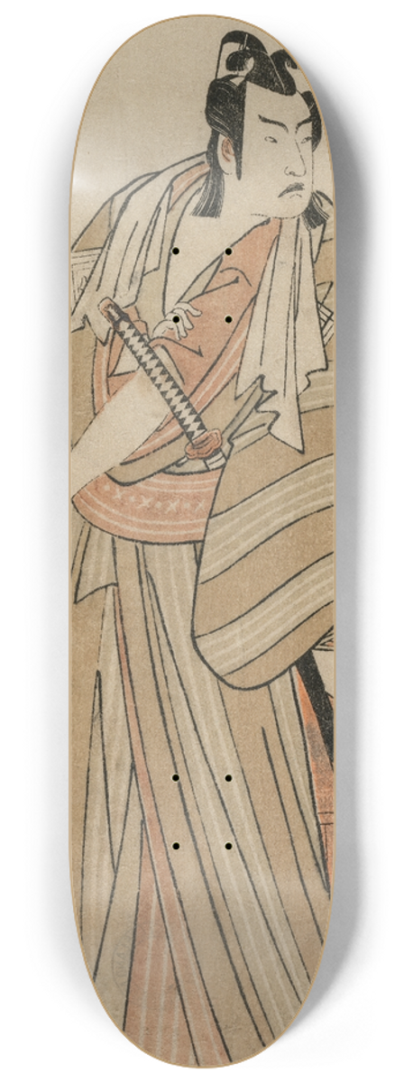 Katsukawa Shunsh - Ichikawa Yaozo II as a Otokodate Standing by a Bench 8.25 inch art skate deck