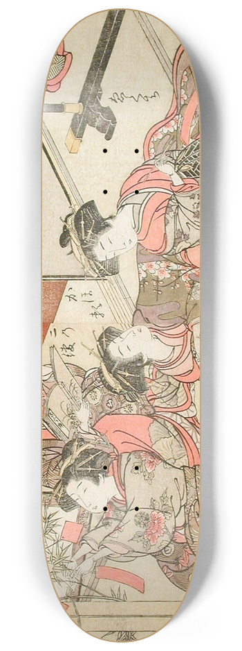 Katsukawa Shunsh - Scene in a Brothel from A Mirror of Beautiful Women of the Green Houses Compared 8.25 inch art skate deck