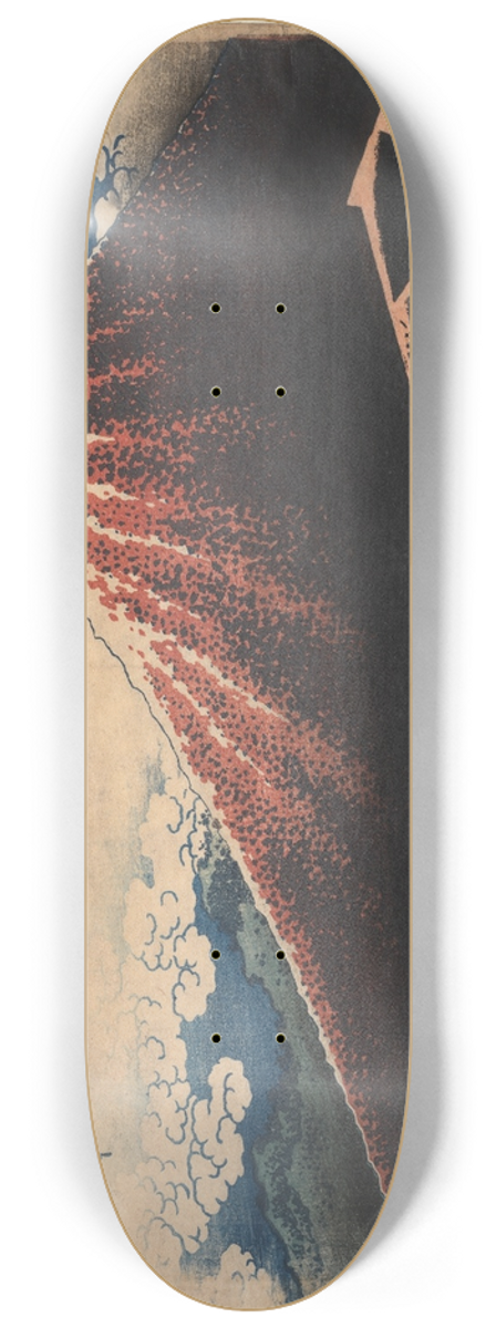 Katsushika Hokusai - Rain Below the Mountain (from the series Thirty-six Views of Mt. Fuji) 8.25 inch art skate deck