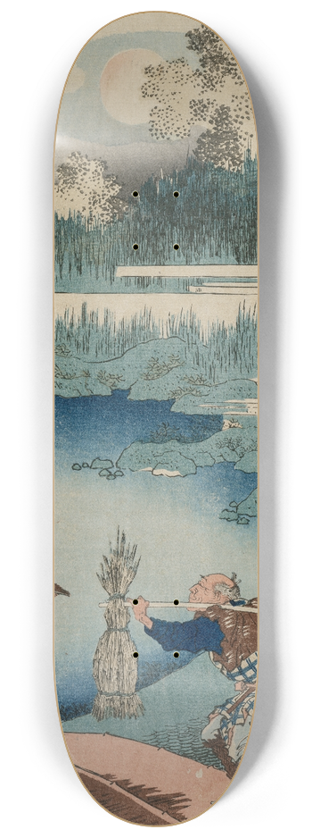 Katsushika Hokusai - The Rush Gatherer, from the series A True Mirror of Chinese and Japanese Poetry 8.25 inch art skate deck