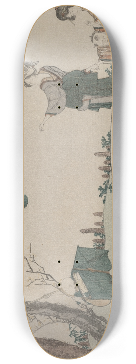 Katsushika Hokusai - Women Distracting a Child whose Kite is caught in a Tree 8.25 inch art skate deck