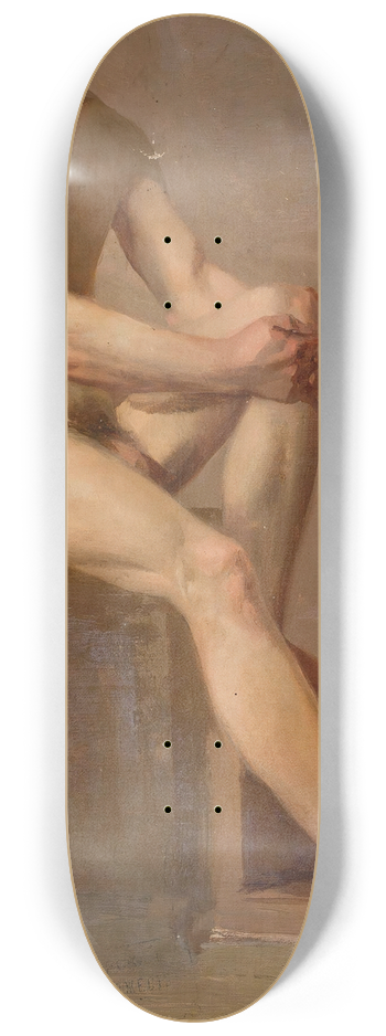 Kazimierz Alchimowicz - Nude of a seated man 8.25 inch art skate deck