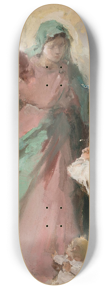 Kazimierz Alchimowicz - Virgin Mary appearing before a peasant woman, study 8.25 inch art skate deck