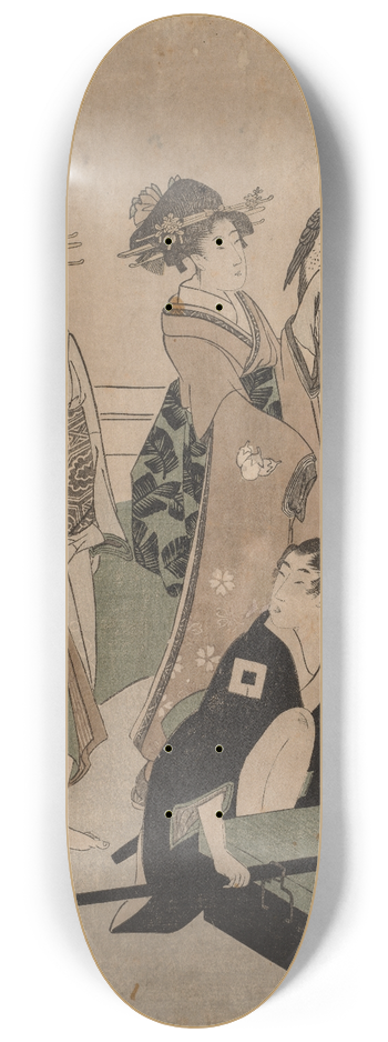 Kitagawa Utamaro - Daimy and his Retinue Crossing a Stream in Plain Near Fuji 8.25 inch art skate deck