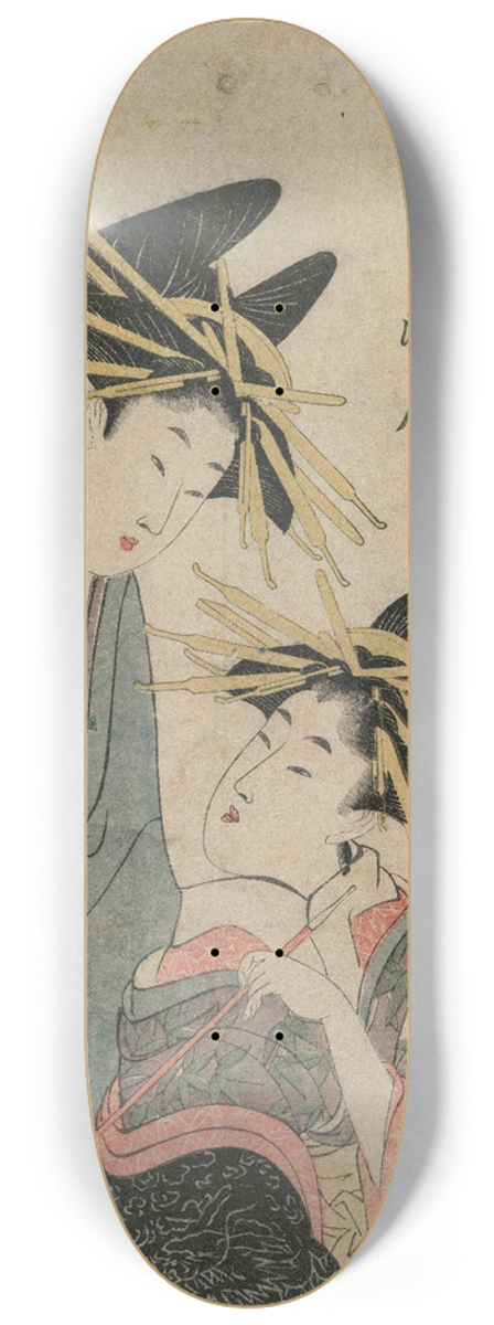 Kitagawa Utamaro II - The Courtesans Karagoto and Nishikido of Chojiya 8.25 inch art skate deck