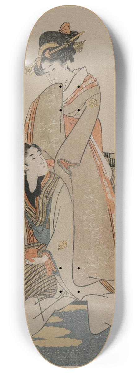 Kitagawa Utamaro - Oshichi and Kichisaburo (from the series Music on the Theme of Constancy in Love) 8.25 inch art skate deck