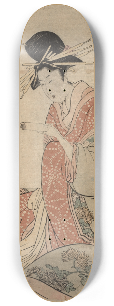 Kitagawa Utamaro - Woman of the Yoshiwara Reading Scroll 8.25 inch art skate deck