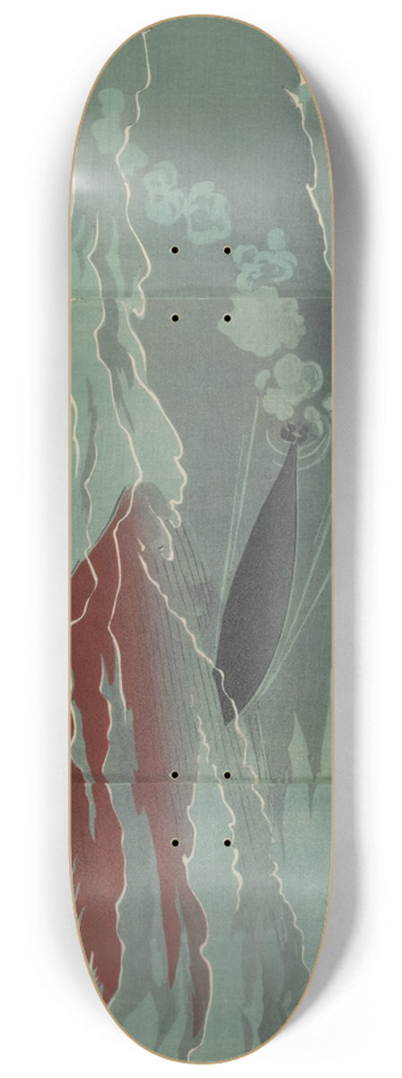 Kobayashi Kiyochika - Our Torpedo Hitting a Russian Warship at the Great Naval Battle of Port Arthur 8.25 inch art skate deck
