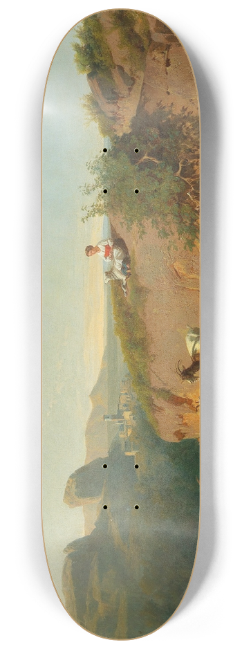 Andrs Mark - Southern Landscape With Goats And Shepherd 8.25 inch art skate deck