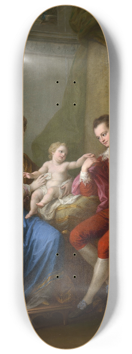 Angelica Kauffmann - Edward Smith Stanley, Twelfth Earl of Derby, with His First Wife, Lady Elizabeth Hamilton and Their Son, Edward Smith Stanley 8.25 inch art skate deck
