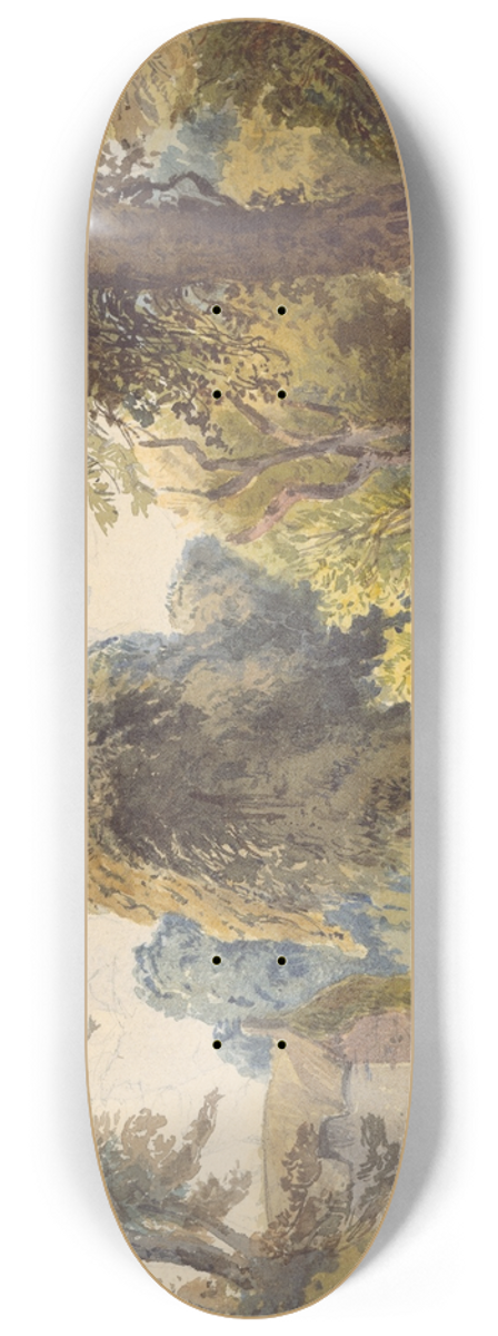 Ladislav Mednynszky - Swiss park with a pond and a sled 8.25 inch art skate deck