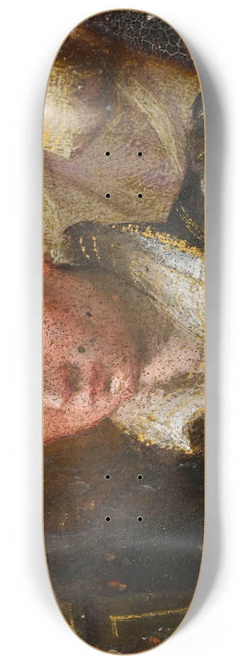 Lavinia Fontana - Portrait of a young woman, bust-length, in a green dress with pink sleeves 8.25 inch art skate deck