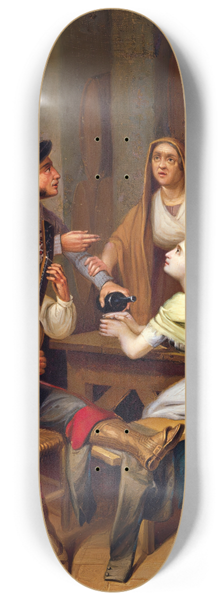 Angel Mara Cortellini Hernndez - No more Wine. Tavern Scene 8.25 inch art skate deck