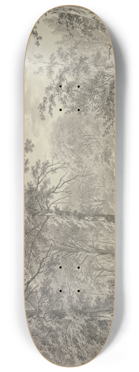 Leendert Overbeek - An einer Waldlichrung ein Mdchen mit einem Korb bei einem Hund sitzend 8.25 inch art skate deck