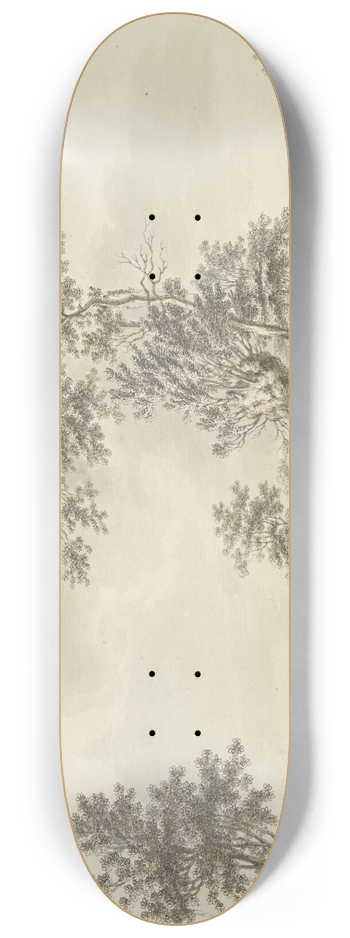 Leendert Overbeek - Rechts im Vordergrund unter einem Weidenstamm ein Mann und eine Frau mit Kind und Hund 8.25 inch art skate deck