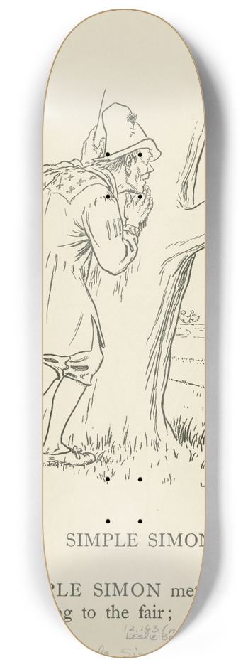 Leonard Leslie Brooke - Simple Simon. 8.25 inch art skate deck