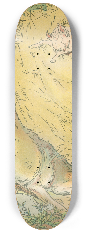 Leonard Leslie Brooke - The wolf blows down the house of straw 8.25 inch art skate deck