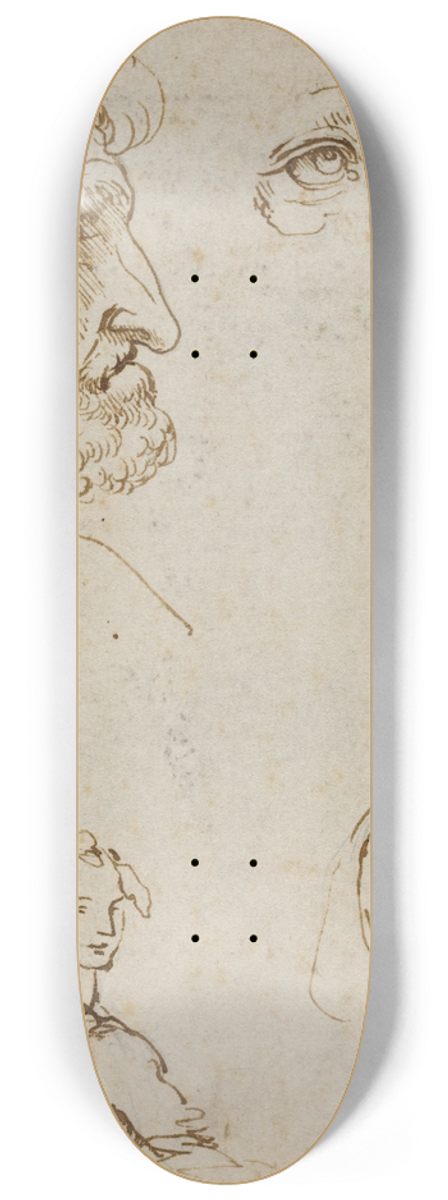 Leonardo da Vinci - Sheet of Studies 8.25 inch art skate deck