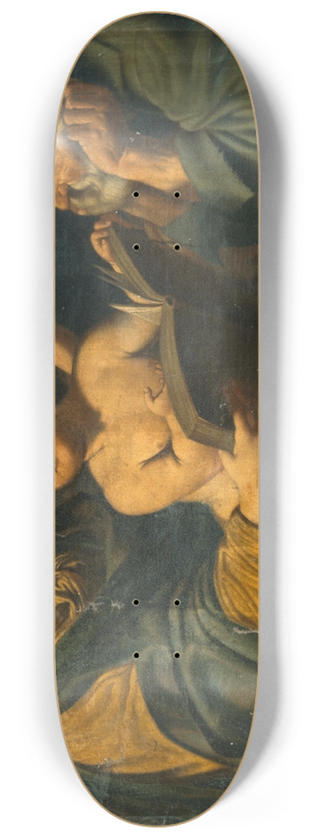 Leonello Spada - Holy Family with the Madonna teaching the Christ Child to read 8.25 inch art skate deck