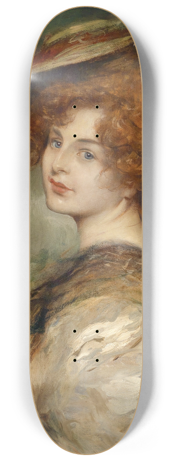 Leopold Schmutzler - Bildnis einer Dame mit rotem Haar und Hut 8.25 inch art skate deck